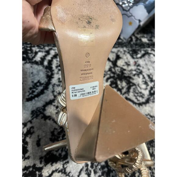 SCHUTZ LIRAH NAPPA LEATHER SANDAL GOLD WOMEN'S SIZE 9.5 - Picture 5 of 7